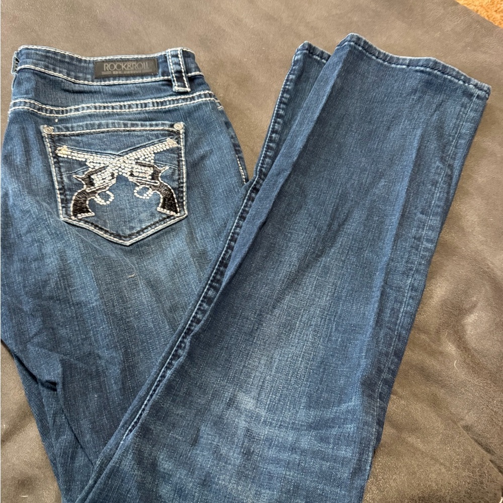 Rock & Roll Cowgirl Dark Blue Boot Cut Jeans